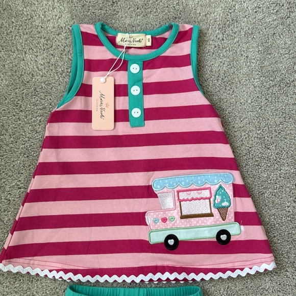 Marie Nicole Pink and Teal Ice Cream Truck Ruffled outfit Size XS - Picture 3 of 7